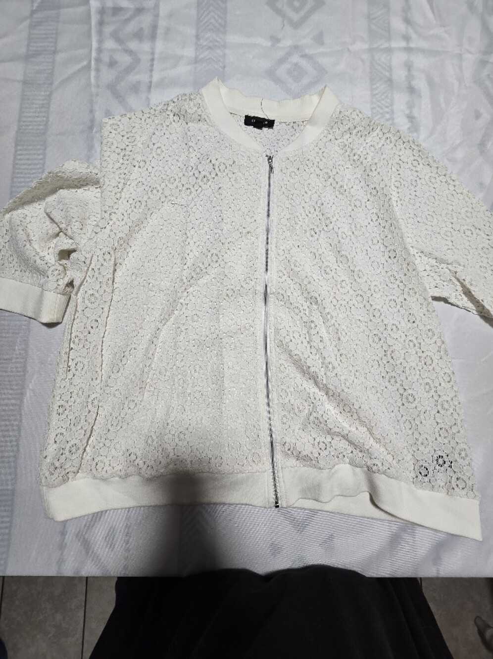 torrid White Lace Zip-Front Bomber Jacket